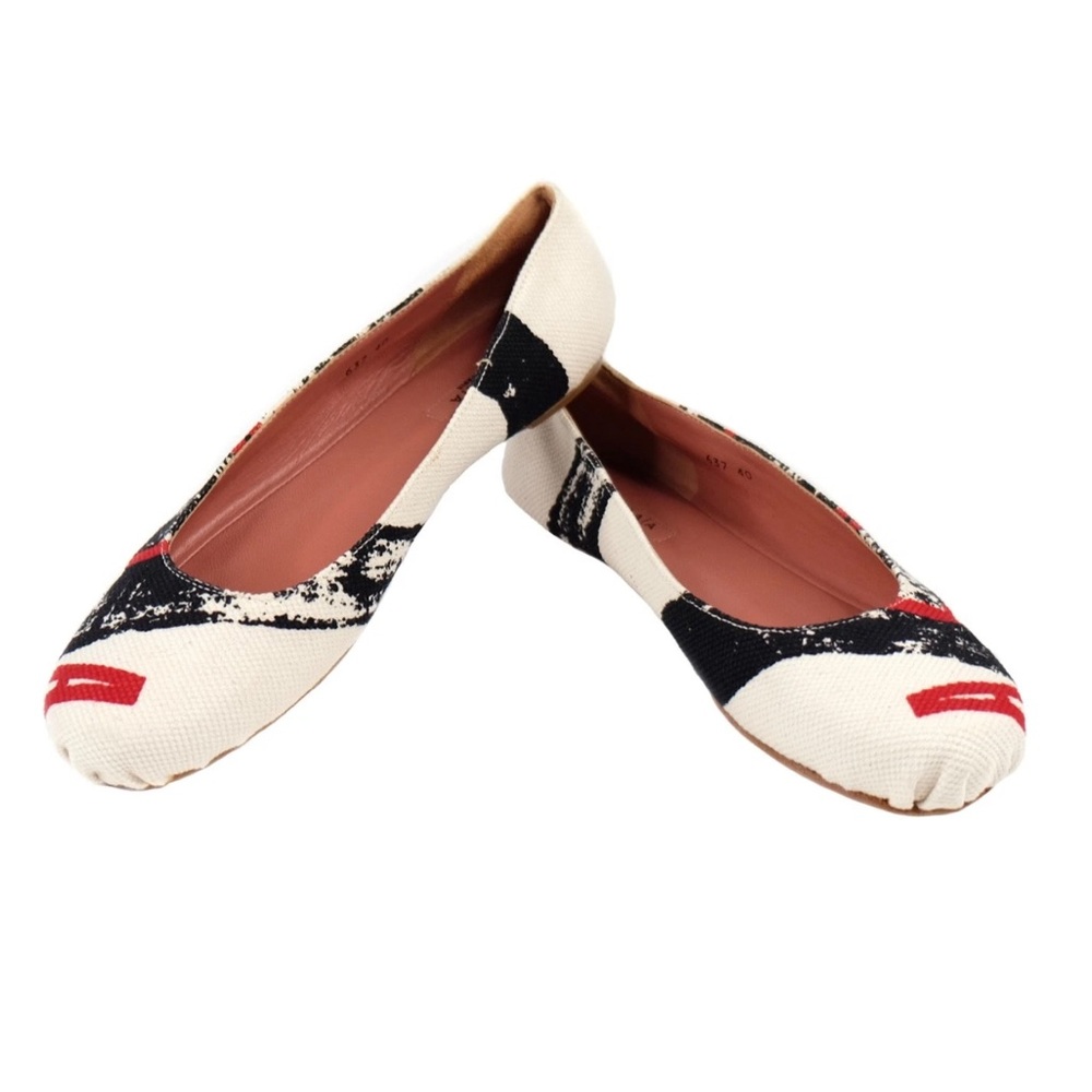ALAIA Logo Print Canvas Ballet Flats - EU 40 / US 9.5 BRAND NEW W/ BOX